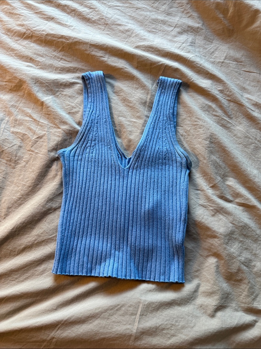 Madewell Ribbed V-Neck Tank Top in Blue